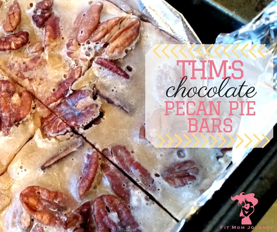 These THM Pecan Pie bars are buttery, gooey, delicious, and they even have a secret layer of chocolate for an absolutely indulgent THM:S Dessert!