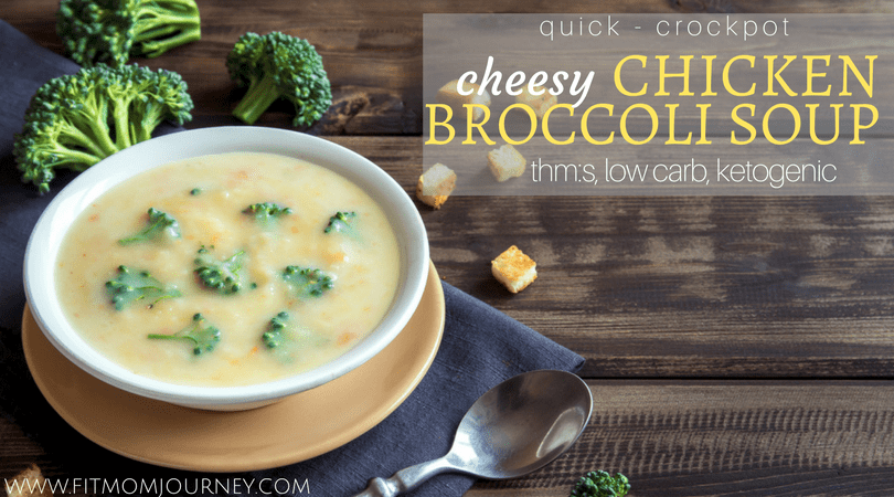 Satisfy a craving, warm up, and save time with this Easy Trim Healthy Mama Crockpot Chicken Broccoli Soup - it's cheesy, it's easy, and it's THM:S