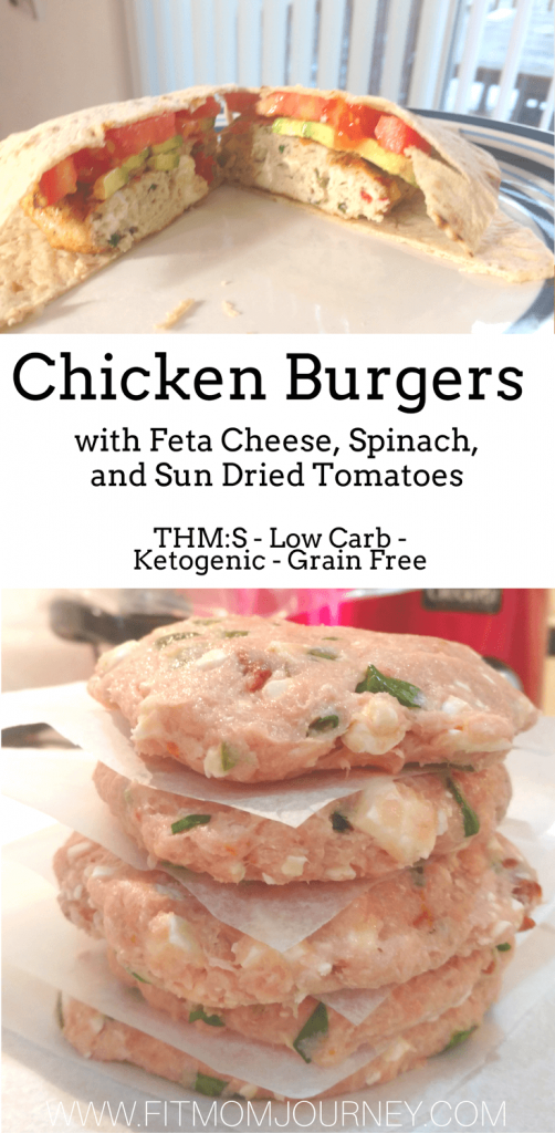 These Spinach and Feta Chicken Burgers pack of punch of protein, have only 6 ingredients and are THM:S, ketogenic, high protein, and grain free!