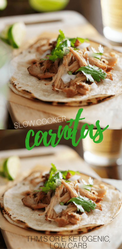 I'm always on the lookout for ways to use inexpensive cuts of meat in creative and delicious ways. These Trim Healthy Mama Slow cooker Carnitas fit the fill exactly. Pair them with healthy sides, and maybe a margarita for a yummy meals.
