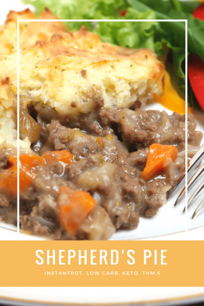 Make this Low Carb Shepherds Pie recipe in the InstantPot for easy, Keto and THM:S comfort food! A husband-approved recipe that comes together quickly and keeps well in the fridge and freezer.