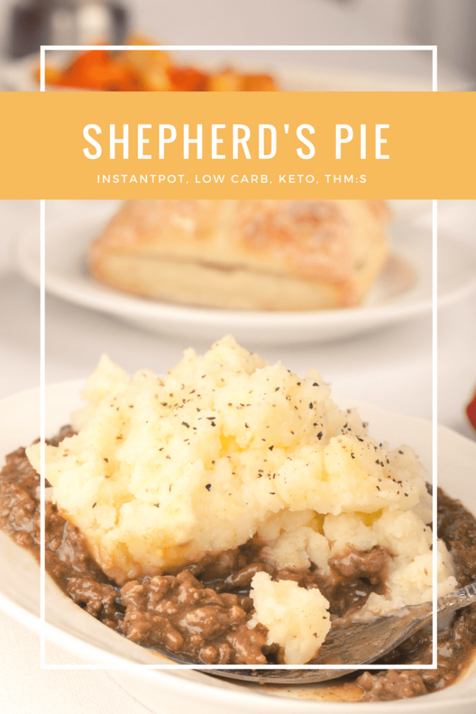 Make this Low Carb Shepherds Pie recipe in the InstantPot for easy, Keto and THM:S comfort food! A husband-approved recipe that comes together quickly and keeps well in the fridge and freezer.