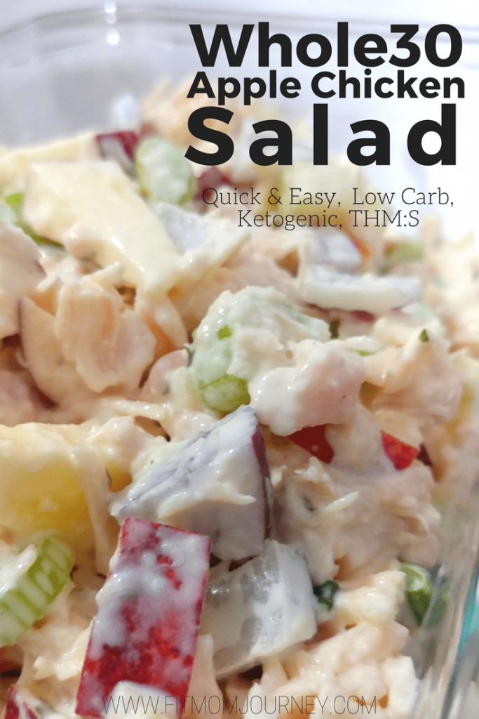 A quick and easy meal free of additives: Whole30 Apple Chicken Salad comes together in 5 minutes and is sweet, tangy, and crunchy all at the same time. So good!