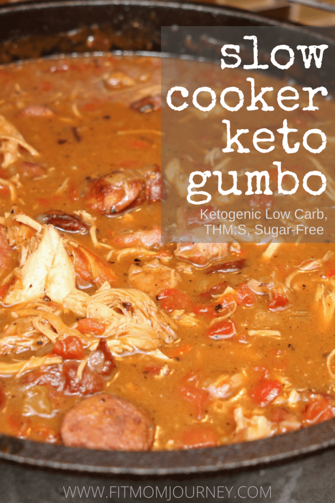 This Slow Cooker Keto Gumbo is not only fast and easy to make, it's delicious! Simply throw all the ingredients - minus the shrimp - in a slow cooker, then add the shrimp and cauliflower rice 20 minutes before serving.