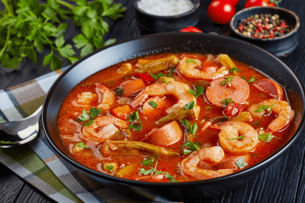 This Slow Cooker Keto Gumbo is not only fast and easy to make, it's delicious! Simply throw all the ingredients - minus the shrimp - in a slow cooker, then add the shrimp and cauliflower rice 20 minutes before serving.