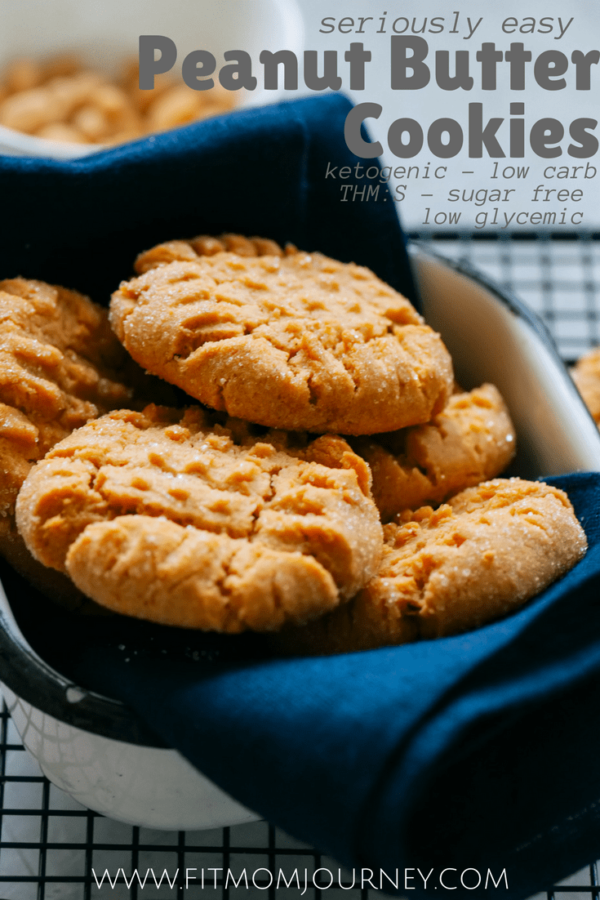 Easy Low Carb Peanut Butter Cookies (Ketogenic, Low Carb, THMS, Sugar