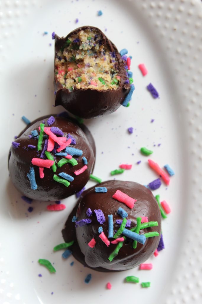 Who doesn't love sprinkles!  My Keto Funfetti Truffles are packed with colorful sprinkles, tender cake, and delicious icing for a delectable treat that feels so guilty but is actually sugar-free and ketogenic!
