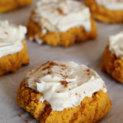 Keto Pumpkin Cookies with Maple Cream Cheese Frosting