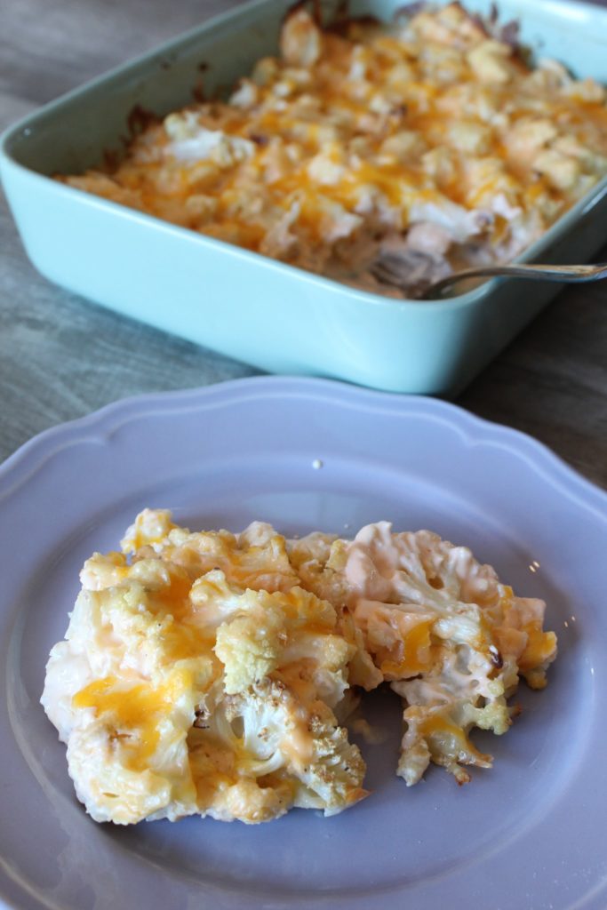 This Baked Cauliflower Mac & Cheese Casserole features some classic keto ingredients: heavy cream, a good dose of cheddar cheese, butter, and spices that'll make your mouth water.