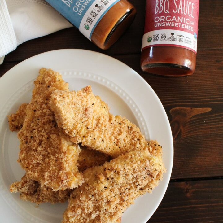 Your go-to recipe for the best Keto Chicken Tenders ever.  With a crispy coating that sticks to the chicken and can hold onto sauces if you would like, this quick recipes will quickly become a favorite!