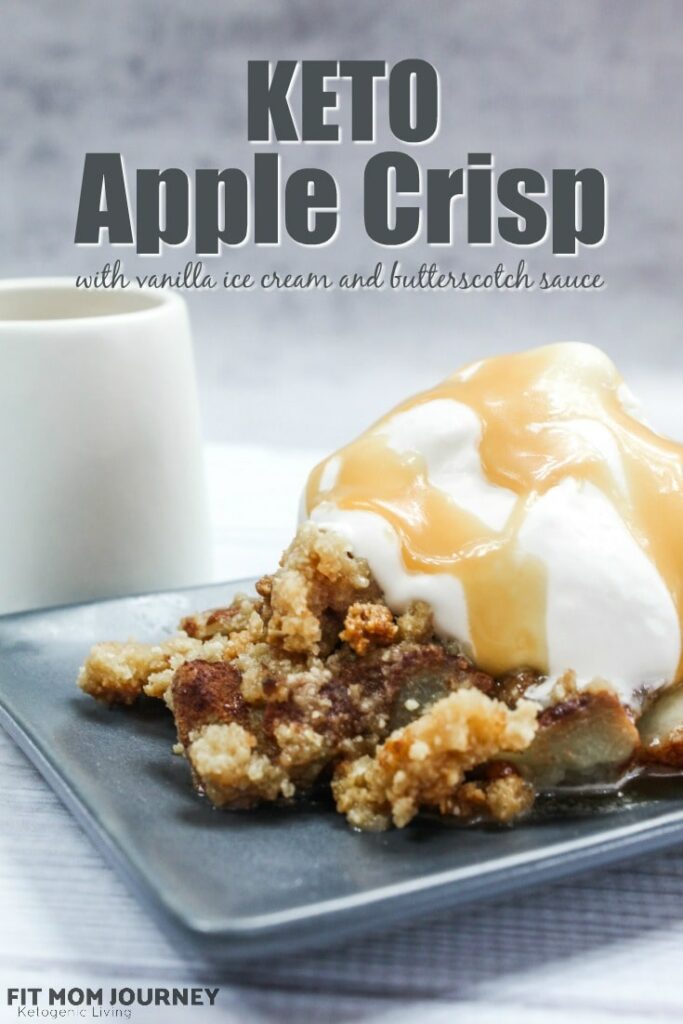 This delicious Keto Apple Crisp is a crowd-please whether you're surrounded by a keto crowd or not!  Keto Apple Crisp is a tradition in our family and is delicious served warm, with cold keto ice cream, and a keto butterscotch sauce.
