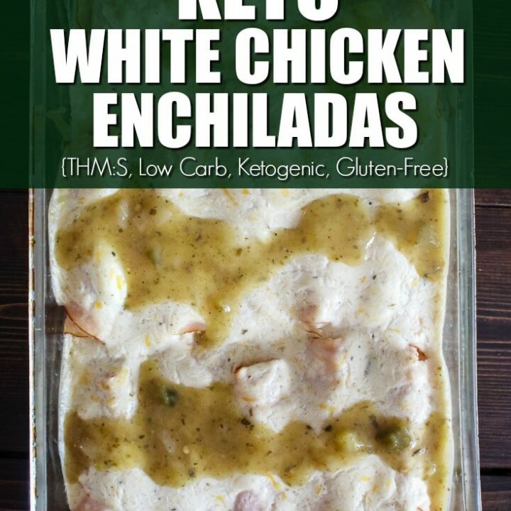 My Keto Chicken Enchiladas are made the high-fat, high-protein, and low carb with, with a delicious white verde sauce too!  They are SO easy to make and the whole family will love them!