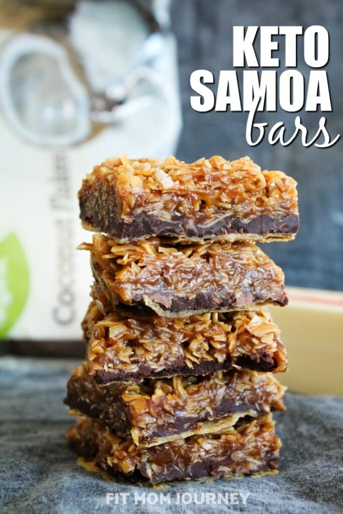 Between the buttery crust, the caramel coconut filling or the delightful chocolate, these Keto Samoa Bars will make you forget there ever was a sugary cookie with this same name!