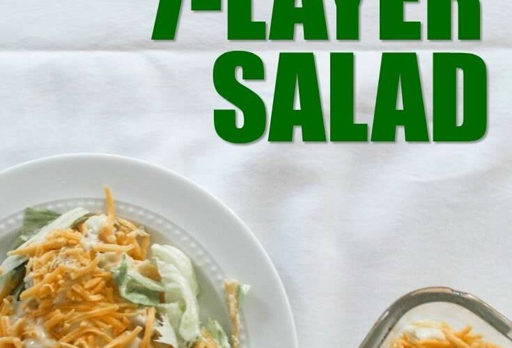 A Keto 7 Layer Salad you can assemble in minutes and leave in the refrigerator overnight before serving! Perfect for crowds, family get togethers, and holidays!