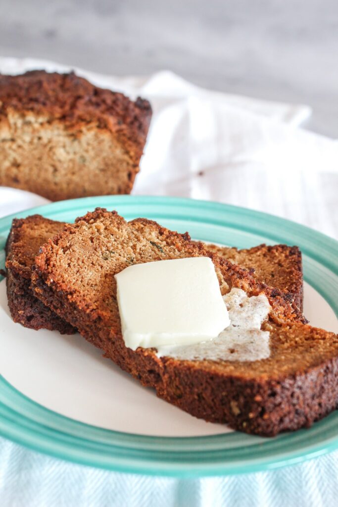 A delicious Keto Zucchini Bread that goes perfectly with grass-fed butter - and is a great way to use up all that extra zucchini from the garden!