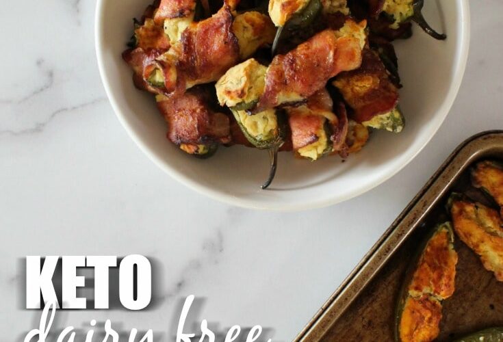 Dairy Free Jalapeno Poppers that are BETTER than the ones with dairy?  They're my weakness, and so I created, a Ketogenic, Dairy Free Jalapeno Poppers Recipe that is wrapped in bacon and - according to my husband and his co-workers - BETTER than poppers with dairy.