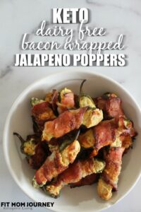 Dairy Free Jalapeno Poppers that are BETTER than the ones with dairy?  They're my weakness, and so I created, a Ketogenic, Dairy Free Jalapeno Poppers Recipe that is wrapped in bacon and - according to my husband and his co-workers - BETTER than poppers with dairy.