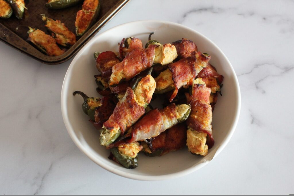 Dairy Free Jalapeno Poppers that are BETTER than the ones with dairy?  They're my weakness, and so I created, a Ketogenic, Dairy Free Jalapeno Poppers Recipe that is wrapped in bacon and - according to my husband and his co-workers - BETTER than poppers with dairy.
