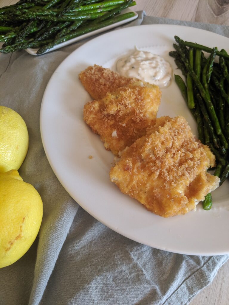 A keto take on traditional fried fish dinner, Keto Air Fryer Breaded Cod is made with quality cod fillets, coated in a crispy low carb breading, and fried in an air fryer.  A modern take on a classic.