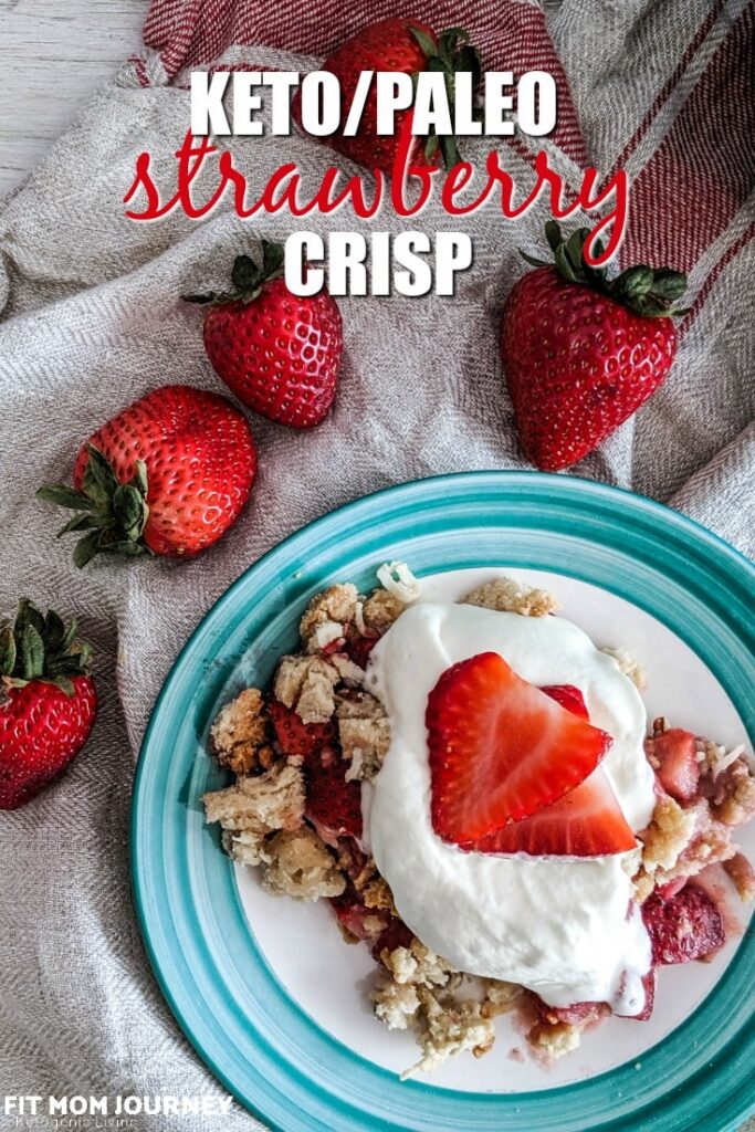 My grain-free Paleo Strawberry Crisp is keto-friendly, a THM:S, and low glycemic.  Even better, it's easy to make with a crispy, buttery topping, and the natural sweetness of strawberries.