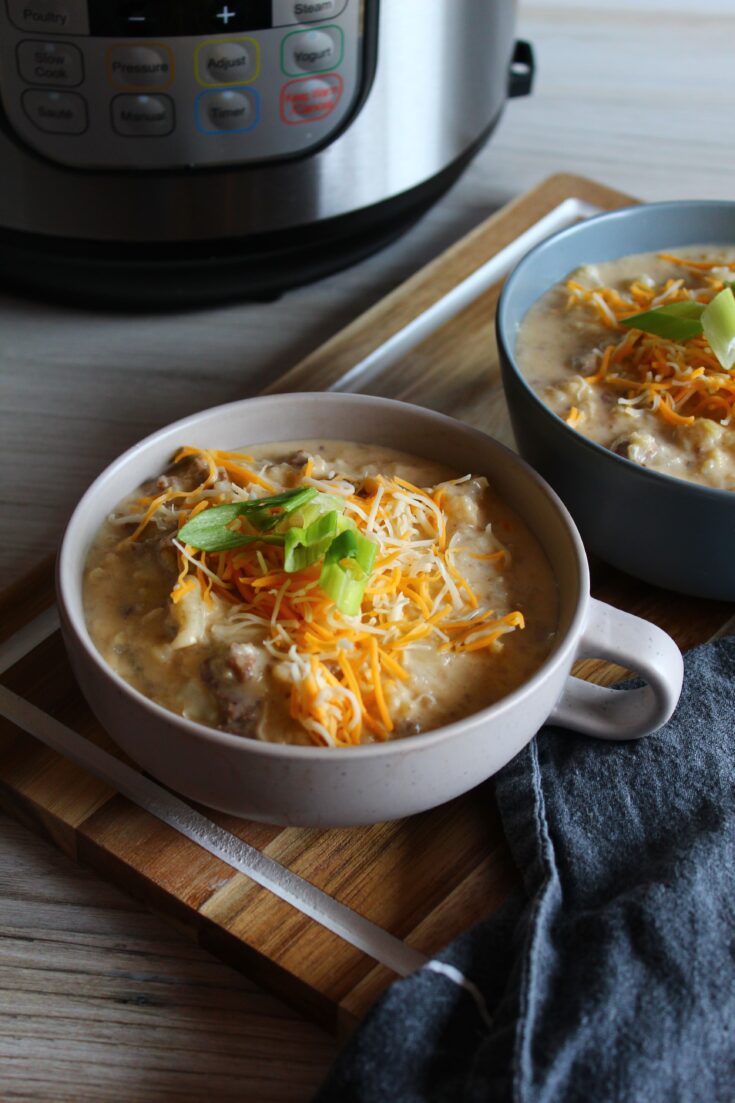 Keto Cheeseburger Soup InstantPot Fit Mom Journey