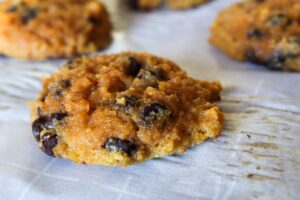 Easy-to-make gluten free and Keto Pumpkin Chocolate Chip Cookies are the perfect dessert for pumpkin spice season!  They're a great way to get that pumpkin flavor without all of the carbs.