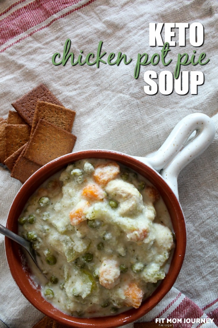 This Keto Chicken Pot Pie Soup is easy to make in the slow cooker or InstantPot.  The new recipe is easy to make, yet still delicious and hearty.