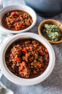 The best Keto Chili, packed with loads of healthy fats from grass-fed ground beef, vegetables, and of course that classic chili flavor with no beans! We have completely replaced our old chili with Keto Chili and love it.