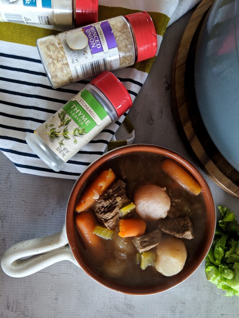 Throw all the ingredients for Keto Beef Stew in the slow cooker before work and have a delicious, hearty, meal waiting when you get home!  Even my 5 year old loves Keto Beef Stew and requests it often!