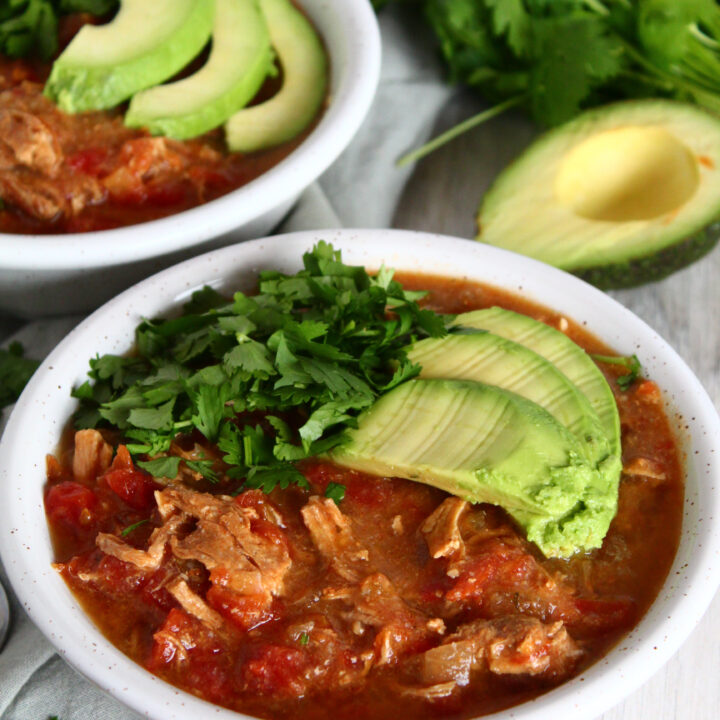 The longer it simmers, the better this Keto Chicken Tortilla Soup tastes!  Made to be packed with flavor as well as Paleo, Ketogenic, Low Carb, a THM:S and Grain Free, Keto Chicken Tortilla Soup is a soothing soup for cold weather.