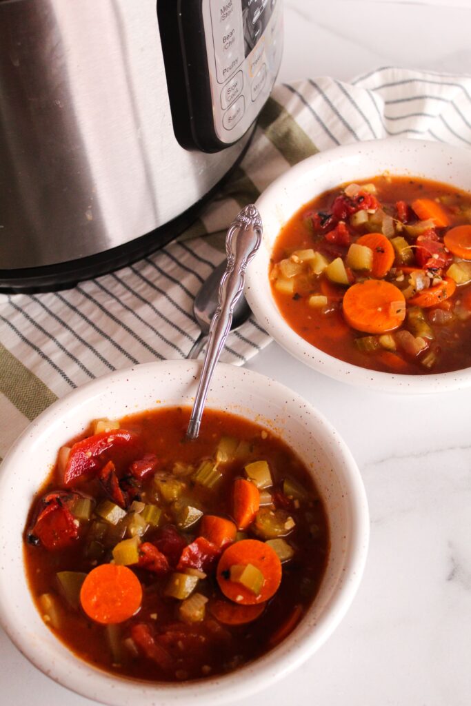 Keto Vegetable Soup is one of the most cozy foods on the planet.  Packed with low carb vegetables, bone broth, and seasonings, make it for dinner, or ahead for lunches and you'll be good to go!