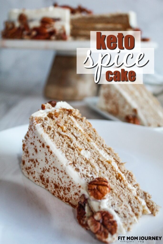 Keto Spice cake with a wonderful cream cheese frosting! One of my absolute favorite fall/winter cakes made keto, and stacked into a show-stopping layer cake.  