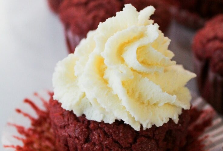 Keto Red Velvet Cupcakes are perfect for any time of year - and they're low carb, Ketogenic, a THM:S, Sugar Free, and Grain Free!