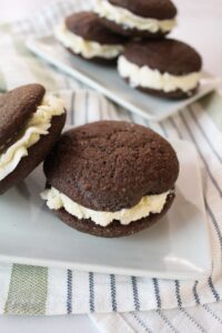 The best way to describe a whoopie pie is a round cake sandwich that's filled with lots of icing - and my Keto Whoopie Pies are classic, soft, and a fun treat!
