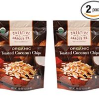 Creative Snacks Naturally Delicious Organic Toasted Coconut Chips, 2 Pack, 16 Ounce Resealable Bags