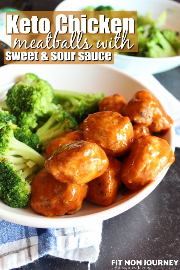 Keto Chicken Meatballs with Sweet and Sour Sauce are the perfect family meal.  Versatile enough to re-purpose into many different meals, moist, and easy to make, Keto Chicken Meatballs are a staple in our house!