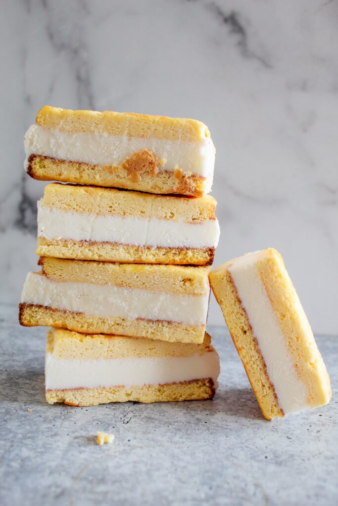 Let me show you how easy it is to make your own Keto Ice Cream Sandwiches inspired by a favorite childhood treat!  These are reminiscent of a frozen twinkie but made ketogenic, sugar free, low carb, and a THM:S