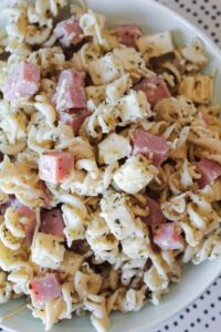 Simple Low Carb Pasta Salad with italian flair!  This was a staple at family potlucks growing up and a recipe I've come to love even more as an adult!  It can serve as a full meal in itself, or a wonderful side dish.