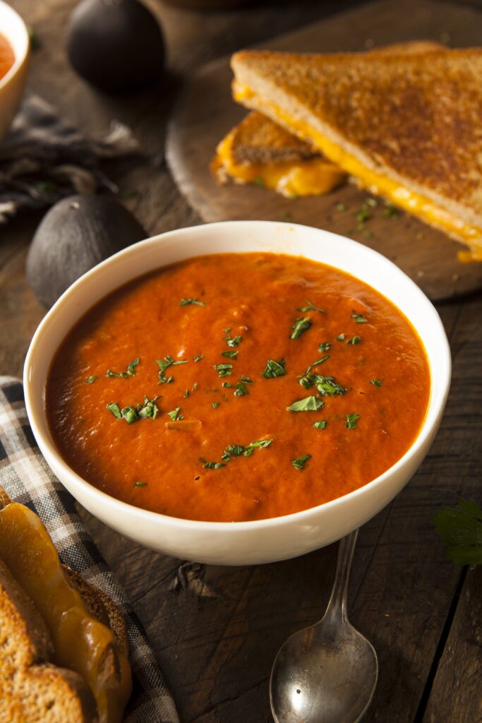A heart, rich tomato soup, full of warmth and flavor.  No sugar, chemicals, low in carbohydrates and so delicious!