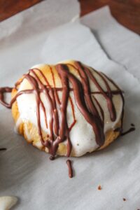 Chewy Keto S'Mores Cookies topped with keto marshmallows and sugar free chocolate - delicious and no campfire required!