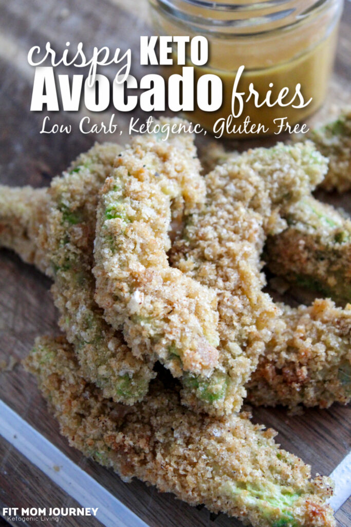 Fresh avocado slices coated in crispy pork rind breadcrumbs and baked until crispy and delicious.  These Crispy Keto Avocado fries are easy to make and sure to impress.
