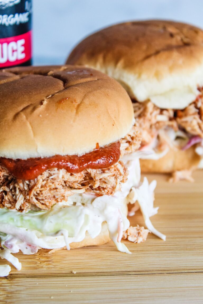 When warm weather comes around, I start putting easy, refreshing meals in the rotation, including hese Low Carb Pulled BBQ Chicken Sandwiches.  Pulled chicken with keto barbecue sauce, and keto coleslaw on a low carb bun - these are easy to put together and great during hot weather.