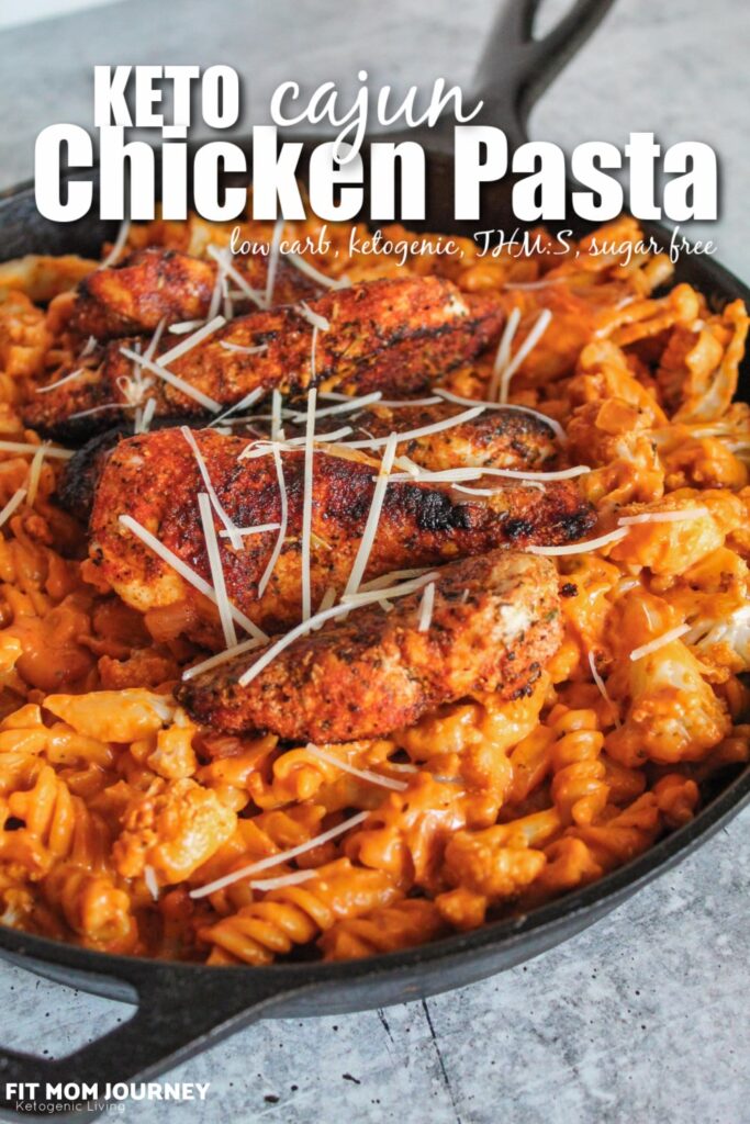 Chili's copycat recipe made at home - and Keto!  Keto Cajun Chicken Pasta features an amazingly creamy and spicy alfredo sauce, crispy chicken, and 4 keto - friendly noodle options.