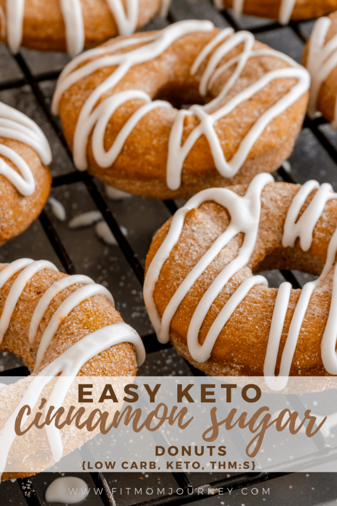 A simple, delicious recipe for Keto Cinnamon Sugar Donuts.  Uses keto pantry items already on hand.