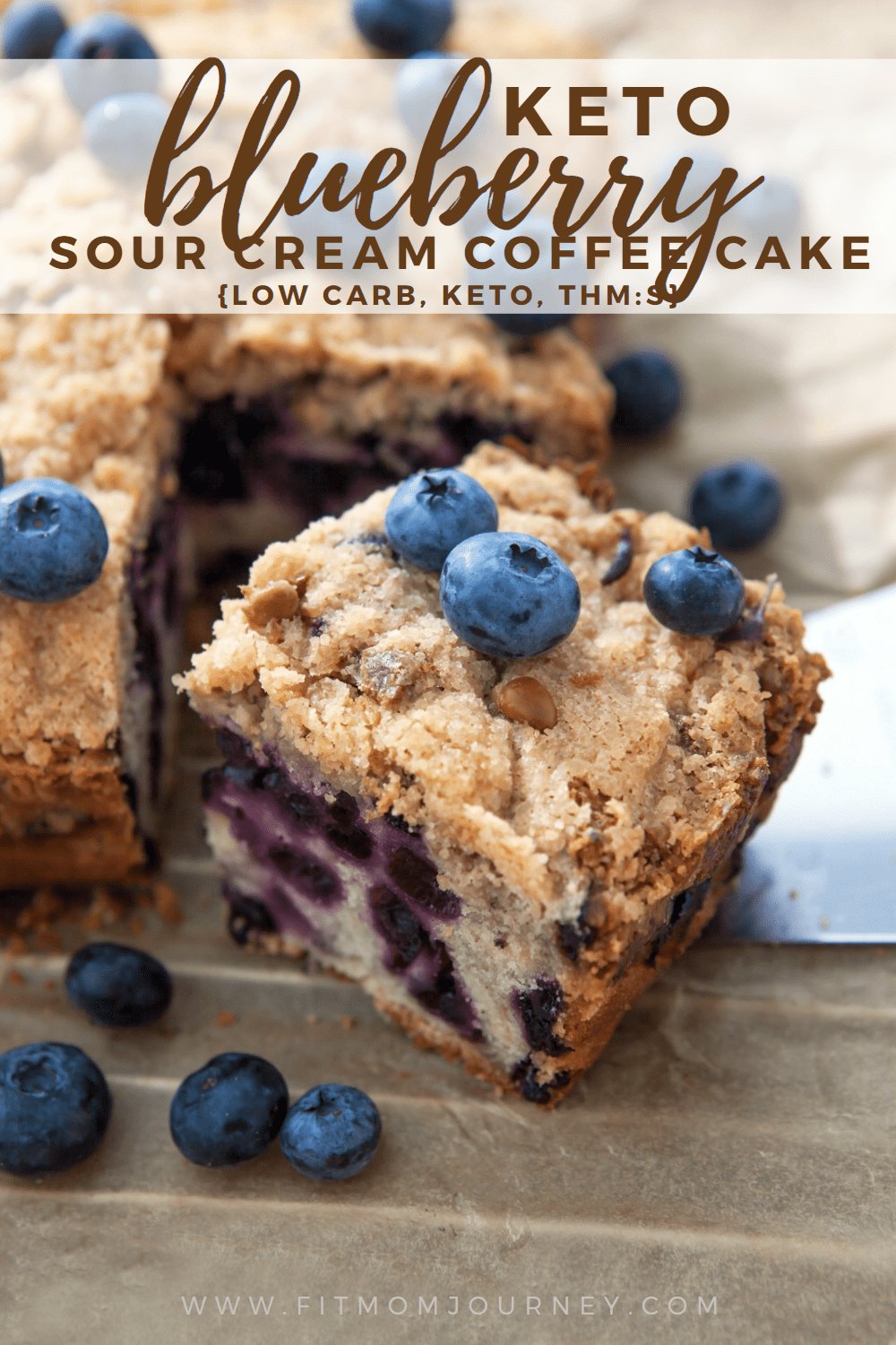 Nothing says weekend brunch like coffee cake!  Keto Blueberry Sour Cream Coffee Cake is incredibly easy to make, and absolutely delicious.  You won't want to stop at just one piece!