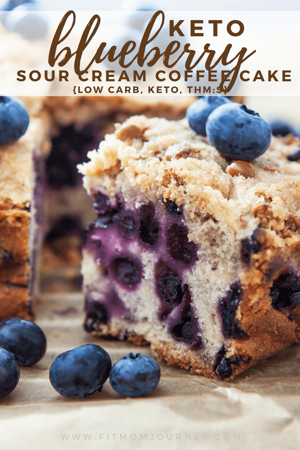 Keto Blueberry Sour Cream Coffee Cake - Fit Mom Journey