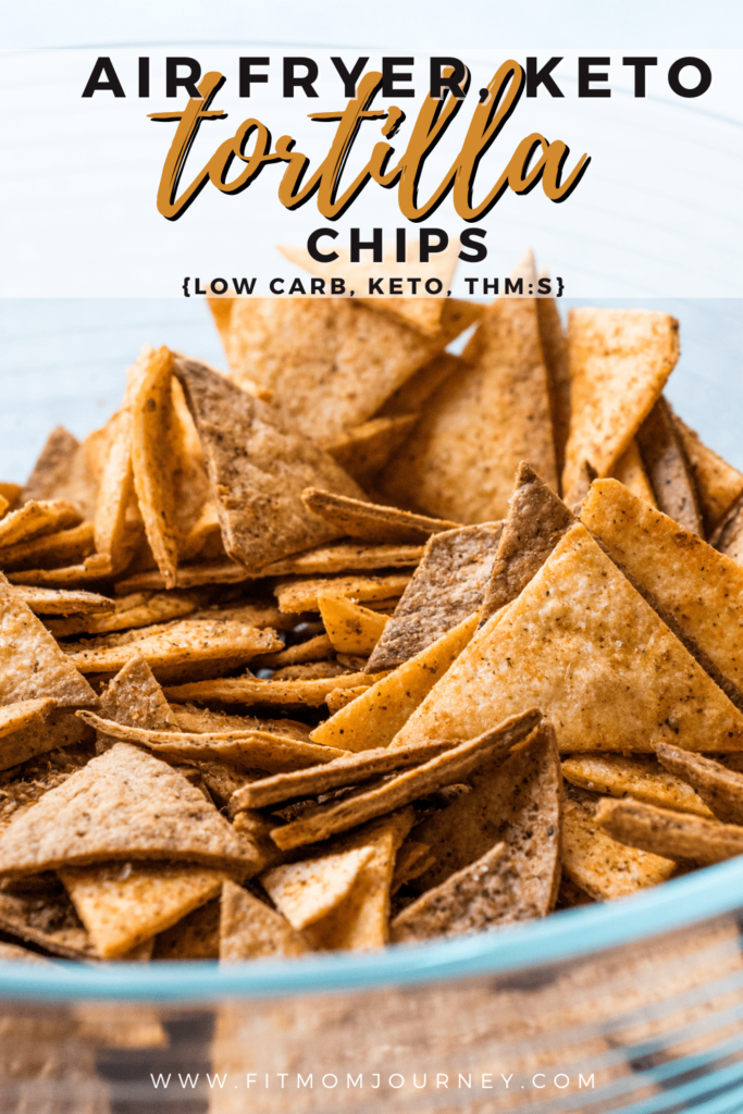 3 Ingredients are all you need to make Air Fryer Keto Tortilla Chips in under 10 minutes! This easy recipe produces salty, crispy chips that are the best snack and can be dipped in salsa, guacamole, or even made into nachos!