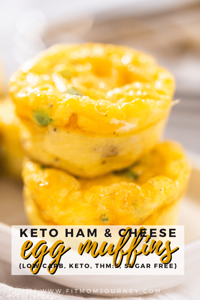 Keto Egg Muffins are a big batch meal prep recipe you can make once and eat during busy mornings all week! These are made using ham and cheese, but the options are endless. Low Carb, Ketogenic, THM:S, Sugar Free, and Grain Free.