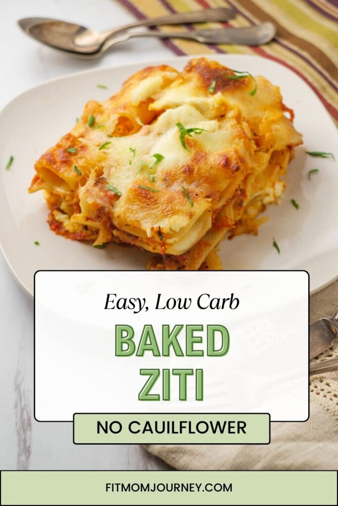 Keto baked ziti is a low carb twist on a classic recipe. You'll love how hearty and cheesy this comfort food dish is. Made with meat sauce, low carb noodles, and sugar free marinara, this is one of our favorite recipes for it's cheesy goodness!