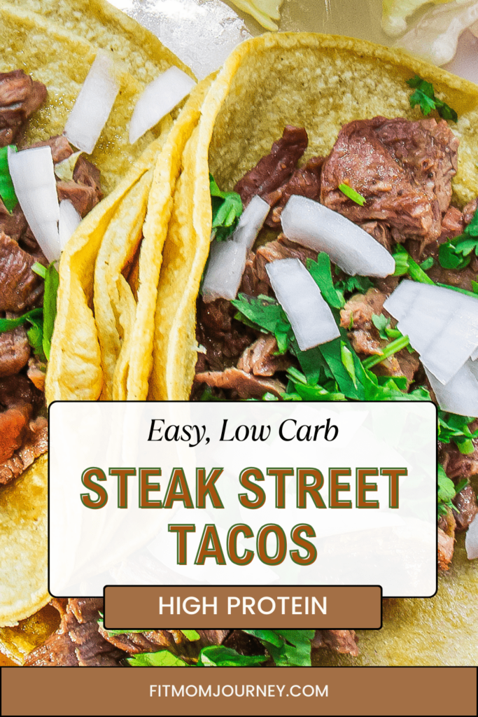 Quick, easy & authentic Keto Steak Street Tacos you can make in 10 minutes at home! Topped with onion, cilantro and lime juice, they SO good as well as being low carb, ketogenic, and high protein.